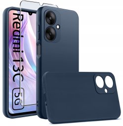 Etui do Xiaomi Redmi 13C 5G silikonowe MATOWE + Szkło ochronne 9H