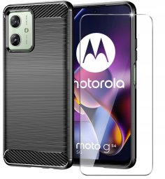 krainaGSM ETUI do Motorola G54 5G | Power Edition Pancerne Carbon CASE + Szkło 9H