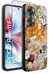 ETUI do Oppo Reno11 F 5G WZORY | SILIKONOWE MATT CASE + SZKŁO HARTOWANE 9H