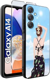 krainaGSM ETUI do Samsung A14 5G WZORY | SILIKONOWE MATT CASE + SZKŁO HARTOWANE 9H