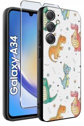 krainaGSM ETUI do Samsung A34 5G WZORY | SILIKONOWE MATT CASE + SZKŁO 9H