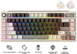 ROYAL KLUDGE RK L75 Mocha Grey Gaming Keyboard Cream switch