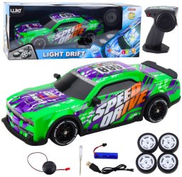 LeanToys Auto Sportowe Zdalnie Sterowane RC Podświetlana Karoseria Drift Zielone