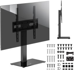 Maclean Uniwersalny stojak do TV Maclean, na szafkę RTV, podstawka, max. 40kg, max. VESA 400x400, regulacja wysokości i kąta, dla TV 32