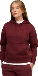 Puma Bluza damska z kapturem kangurka ESS Elevated Relaxed Wash Hoodie bordowa 688103 96 L