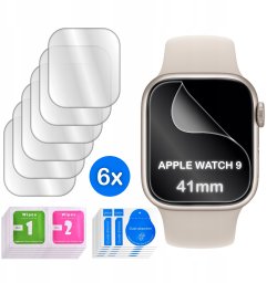 FOLIA do Apple Watch 9 41mm HYDROŻELOWA OCHRONNA na ekran 3D 6 sztuk