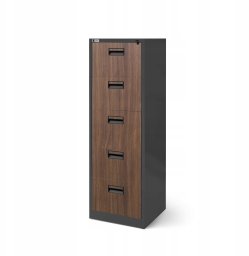 Jan Nowak Metalowa szafa kartotekowa SARA V5 460 x 1630 x 620 mm Eco Design* antracytowa/ orzech