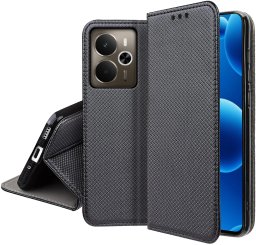 krainaGSM Etui z klapką do Realme 14 5G Zamykane Czarne Futerał + Szkło 9H