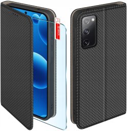 Etui z klapką do Samsung S20 FE Zamykane Czarne Futerał + Szkło
