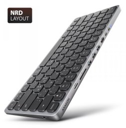 AXAGON Klawiatura HMC-KB-NRD USB-C 5Gbps z wieloportowy hub 9in1, SD/microSD, 3x USB-A, HDMI 4K/60Hz, PD 100W, Audio, Nordic layout, 60cm USB-C kabel
