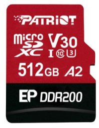 PATRIOT MEMORY Micro SDXC DDR200 with A+C card reader 512GB UHS-I U3/A2/C10/V30