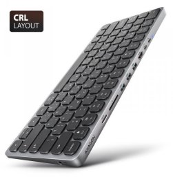 Klawiatura HMC-KB-CRL USB-C 5Gbps z wieloportowy hub 9in1, SD/microSD, 3x USB-A, HDMI 4K/60Hz, PD 100W, Audio, Cyrillic layout, 60cm USB-C kabel