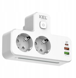 Rozgałęźnik podwójny z włącznikiem i lampką SCHUKO + USB R-270SWS/CA