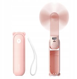 Wentylator Jisulife Mini wentylator Jisulife Handheld Fan Life8 Plus przenośny wiatraczek USB z funkcją powerbanka 4500mAh i latarką - różowy