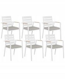 Zestaw 6 krzeseł ogrodowych z poduszkami TAVIANO Metal Szary