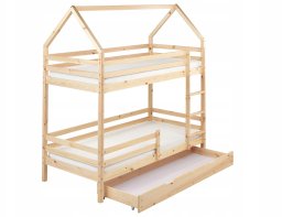 Łóżko piętrowe z szufladami Domek Drewno sosnowe GIRGOLS 90 x 200 cm ze schowkiem Jasnobrązowy