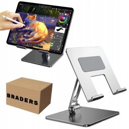 Regulowana podstawka pod laptop, tablet, telefon do 13" - srebrna