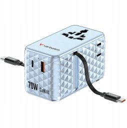 Verbatim Travel Adapter EU/UK/US GaN 1xUSB-C/1xUSB-A/2xUSB-C PD 70W blue 30187