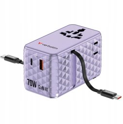 Verbatim Travel Adapter EU/UK/US GaN 1xUSB-C/1xUSB-A/2xUSB-C PD 70W purple 30188