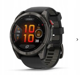 Garmin fēnix 8 Pro – 51 mm, AMOLED, Sapphire, Carbon pilkas DLC titanium with Juodas/pebble pilkas silicone band