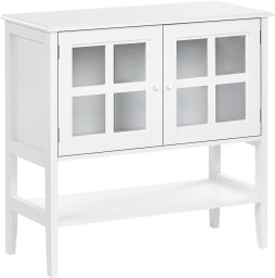 Szafka ze szklanymi drzwiami Z półką INLET Drewno 80 cm Biały