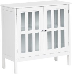 Szafka ze szklanymi drzwiami MIRAM Drewno 80 cm Biały
