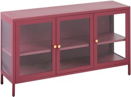 Szafka ze szklanymi drzwiami NEWPORT Metal 115 cm Bordowy