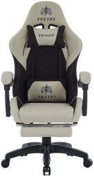 Fotel Gamingowy Infini ThrustX beige z tkaniny, podnóżek