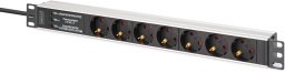 1U Alu PDU,Rackmount.,7x Safety outlet 16A,230VAC,50/60Hz,Surge protection,Line Filter