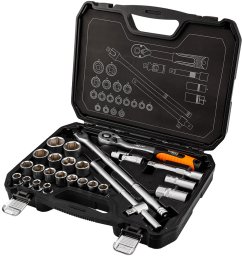 Zestaw kluczy nasadowych 1/2", 25 szt., satynowy