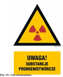 JA013 - Ostrzeżenie przed substancjami promieniotwórczymi 75x113
