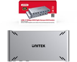 Przełącznik Unitek Unitek Przełącznik KVM USB-C 10Gbps z HDMI i transferem plików między systemami