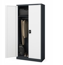 Szafa gospodarcza zamykana DAWID 900 x 1850 x 450 mm, antracytowo-biała
