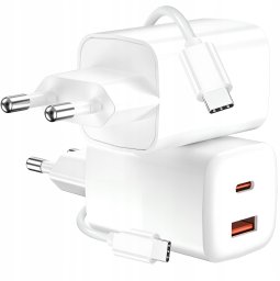 Ładowarka sieciowa 30W GaN USB-C PD + USB 3A LTC + kabel USB-C -USB-C 1m