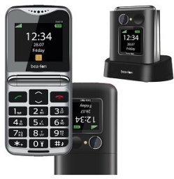 Telefon komórkowy Bea-fon Beafon Fold 10 Silver Line, Grotastenklapphandy, schwarz-silber