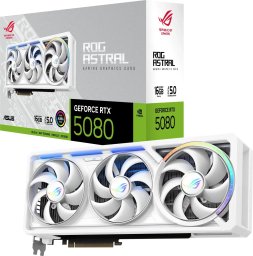 Karta graficzna Asus ROG Astral GeForce RTX 5080 White 16GB GDDR7 DLSS4 (ROG-ASTRAL-RTX5080-16G-WHITE)
