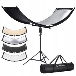 Blenda Fotograficzna Studio 4w1 Zakrzywiona W Kształcie Litery U 180x60cm + Statyw Stojak K&f / Kf18.0012 / Curved Reflectors
