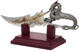 Sztylet dekoracyjny smok na podstawie 34 cm - fantasy - stal nierdzewna  SW-185