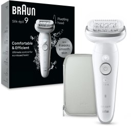 Braun Silk-épil 9 9-011, Silver, White, 40 tweezers, MicroGrip, 0.5 mm, Battery, Built-in battery
