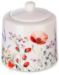 Lumarko Cukierniczka Cukiernica Porcelanowa Biała Ozdobna Dekor Maki ORION 320 ml