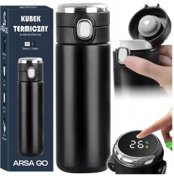 KUBEK TERMICZNY TERMOS DO KAWY Z USTNIKIEM 420ML WYŚWIETLACZ LCD SZCZELNY