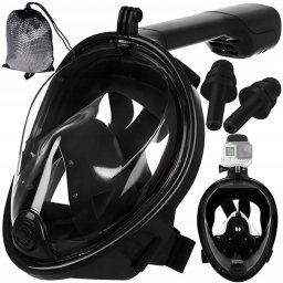 Maska do nurkowania dziecięca pełnotwarzowa, z rurką ARSA GO ZESTAW czarny