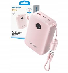 Powerbank Vention 20000mAh 2 x USB-C 1x USB-A z wyswietlaczem 22.5W rozowy