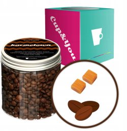 Kawa aromatyzowana o smaku KARMELOWYM ziarnista ARABICA Cup&You 200g na prezent upominek dla kobiety mężczyzny faceta mamy taty żony męża
