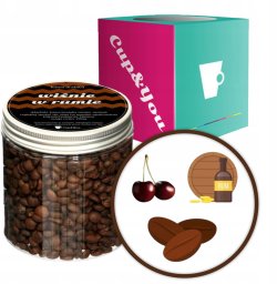 Kawa aromatyzowana smakowa WIŚNIE W RUMIE ziarnista ARABICA Cup&You 200g na prezent upominek dla kobiety mężczyzny faceta mamy taty żony męża