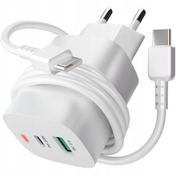SZYBKA Ładowarka sieciowa USB TYP-C 3A PD 20W 3000mA KOSTKA + KABEL TYP-C