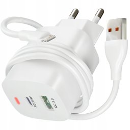 ZESTAW SZYBKA Ładowarka USB TYP-C 3A 20W 3000mA KOSTKA + KABEL do iPhone