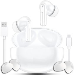 SŁUCHAWKI BEZPRZEWODOWE DOUSZNE ANC + ENC XY 70 Dwa Mikrofony Białe