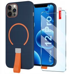krainaGSM Etui z Paskiem na palec Matowe do iPhone 12 Pro |do MagSafe +Szkło