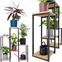 Kwietnik stojący metalowy PANORAMA 6 poziomowy – elegancki stojak na kwiaty i rośliny DĄB